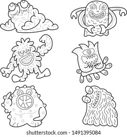 Vector illustration of Doodle,Cute and fun Variety of colors monster, cute Monster background