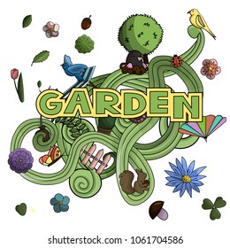Vector illustration doodles art style, banner garden, 
All items are separated