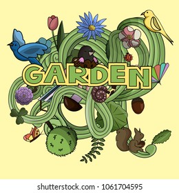 Vector illustration doodles art style, banner garden, 
All items are separated