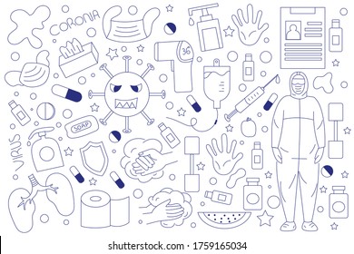 Vector illustration Doodles corona element