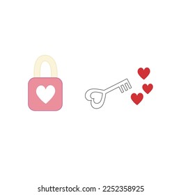 Vector, illustration, Doodles, love lock and key icons