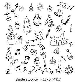 vector illustration of doodles of the new year