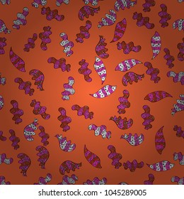 Vector illustration. Doodles pattern for wrapping paper. Orange, magenta and black on colors. Abstract nice background.