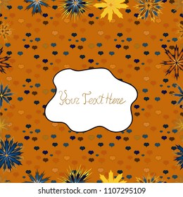 Vector illustration. Doodles pattern for wrapping paper. Orange, white and brown on colors. Abstract nice background.