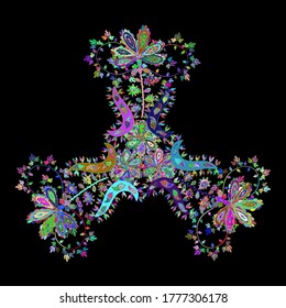 Vector illustration. Doodles pattern for wrapping paper. Abstract nice background. Green, black and blue on colors.