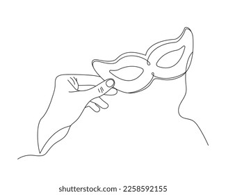 Vector illustration of a doodle-style mask. An image of a Mardi Gras party. Collection of French traditional Mardi Gras symbols