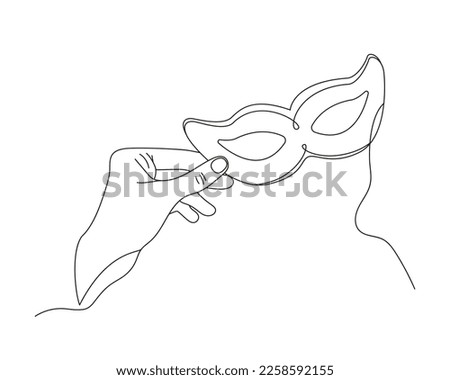 Vector illustration of a doodle-style mask. An image of a Mardi Gras party. Collection of French traditional Mardi Gras symbols