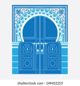 vector illustration of a door in Arabian style