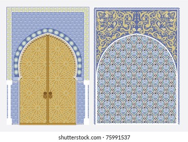 vector illustration of a door in Arabian style