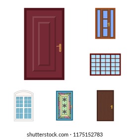 Vector illustration of door and front icon. Collection of door and wooden vector icon for stock.