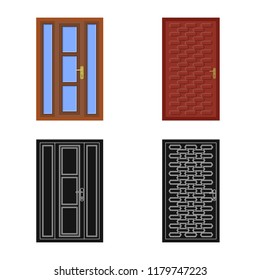 Vector illustration of door and front icon. Collection of door and wooden vector icon for stock.