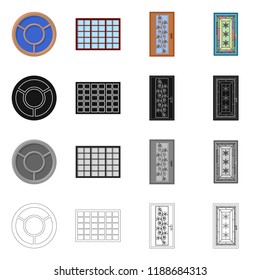 Vector illustration of door and front icon. Set of door and wooden stock vector illustration.