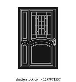 Vector illustration of door and front icon. Set of door and wooden stock symbol for web.