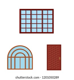 Vector illustration of door and front icon. Set of door and wooden vector icon for stock.