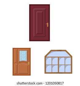 Vector illustration of door and front icon. Collection of door and wooden stock vector illustration.