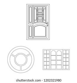 Vector illustration of door and front icon. Collection of door and wooden stock vector illustration.