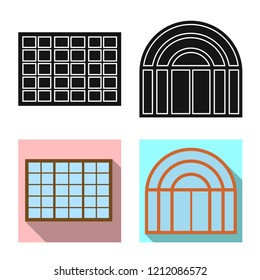 Vector illustration of door and front icon. Set of door and wooden vector icon for stock.