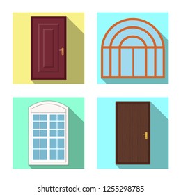Vector illustration of door and front icon. Collection of door and wooden stock vector illustration.
