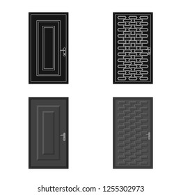 Vector illustration of door and front icon. Set of door and wooden stock vector illustration.