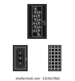 Vector illustration of door and front icon. Collection of door and wooden vector icon for stock.