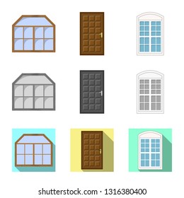 Vector illustration of door and front icon. Collection of door and wooden stock vector illustration.