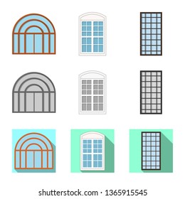 Vector illustration of door and front icon. Collection of door and wooden stock symbol for web.