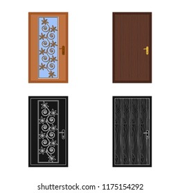 Vector illustration of door and front logo. Collection of door and wooden vector icon for stock.