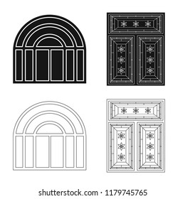 Vector illustration of door and front logo. Collection of door and wooden stock vector illustration.