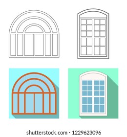 Vector illustration of door and front logo. Collection of door and wooden vector icon for stock.