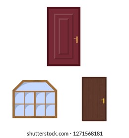Vector illustration of door and front logo. Set of door and wooden vector icon for stock.