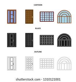 Vector illustration of door and front logo. Collection of door and wooden vector icon for stock.