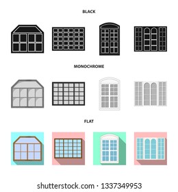 Vector illustration of door and front logo. Collection of door and wooden stock vector illustration.