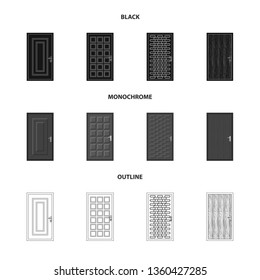 Vector illustration of door and front logo. Collection of door and wooden vector icon for stock.