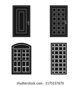 Vector illustration of door and front sign. Collection of door and wooden stock vector illustration.