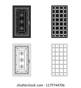Vector illustration of door and front sign. Set of door and wooden stock vector illustration.
