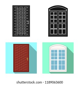 Vector illustration of door and front sign. Collection of door and wooden stock vector illustration.
