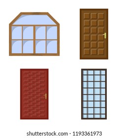 Vector illustration of door and front sign. Set of door and wooden vector icon for stock.