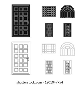 Vector illustration of door and front sign. Set of door and wooden stock vector illustration.