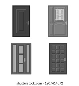 Vector illustration of door and front sign. Set of door and wooden stock vector illustration.