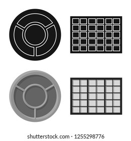 Vector illustration of door and front sign. Collection of door and wooden stock symbol for web.