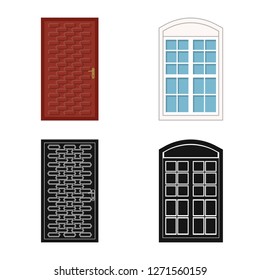 Vector illustration of door and front sign. Set of door and wooden vector icon for stock.