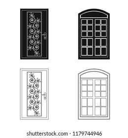Vector illustration of door and front symbol. Collection of door and wooden stock vector illustration.