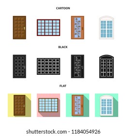 Vector illustration of door and front symbol. Collection of door and wooden stock vector illustration.