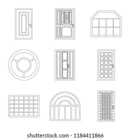Vector illustration of door and front symbol. Set of door and wooden stock symbol for web.