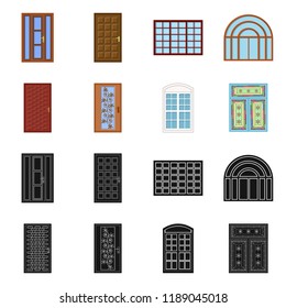 Vector illustration of door and front symbol. Collection of door and wooden vector icon for stock.