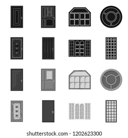 Vector illustration of door and front symbol. Set of door and wooden stock vector illustration.
