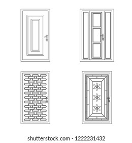 Vector illustration of door and front symbol. Collection of door and wooden stock symbol for web.