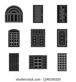Vector illustration of door and front symbol. Set of door and wooden stock vector illustration.