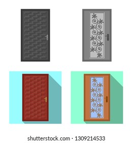 Vector illustration of door and front symbol. Collection of door and wooden vector icon for stock.
