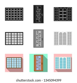 Vector illustration of door and front symbol. Collection of door and wooden vector icon for stock.